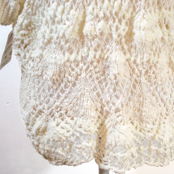Free People Boho Ivory Open Crochet Top Sweater L - Picture 10 of 12